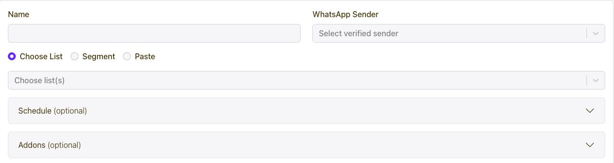 Yournotify WhatsApp campaign sender, audience and scheduling controls
