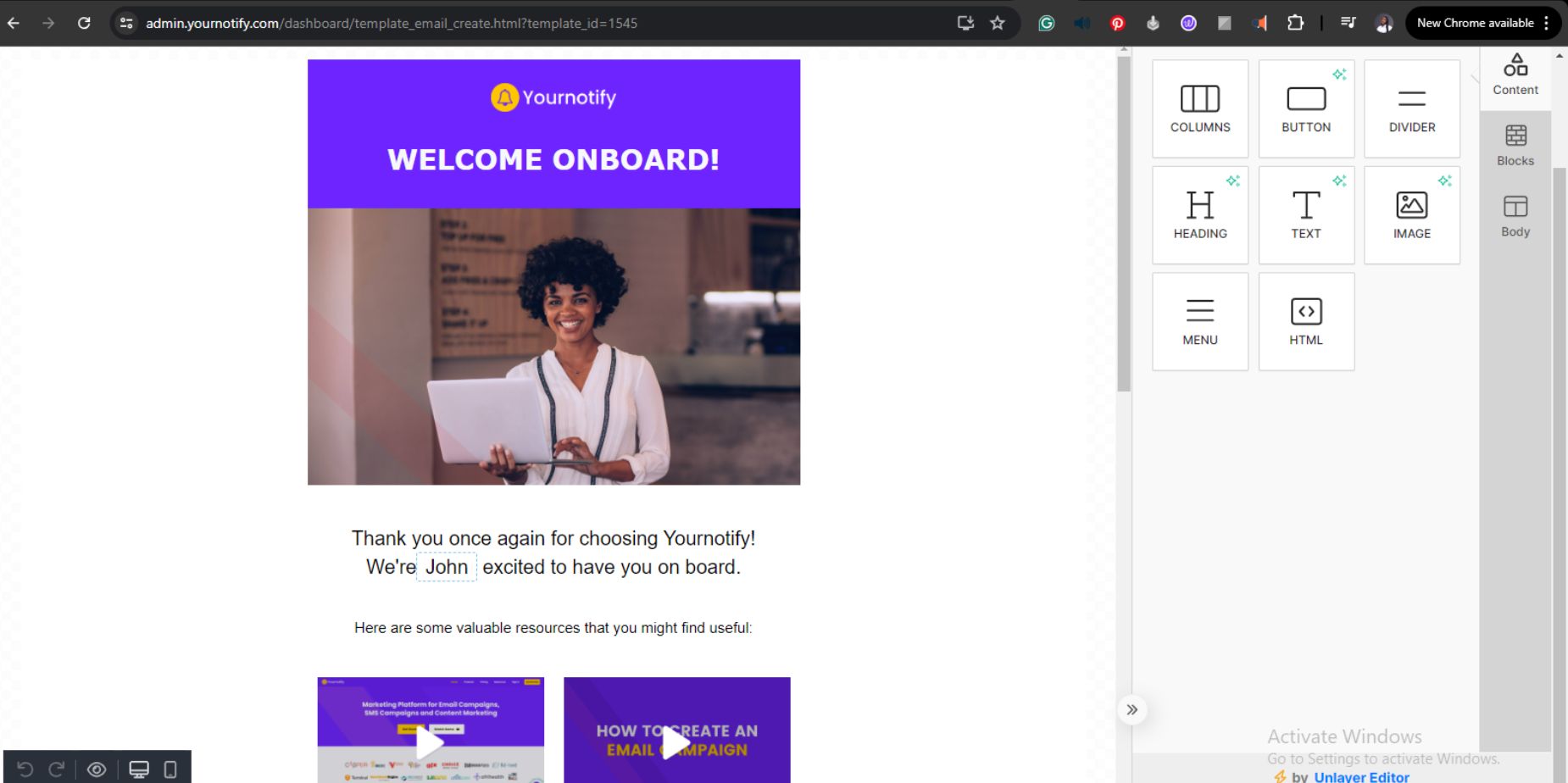 Personalize your email template 