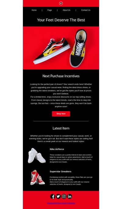 Discount purchase email template for e-commerce