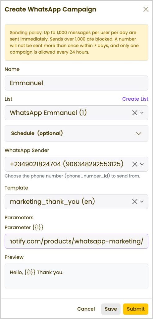 WhatsApp Marketing on Yournotify